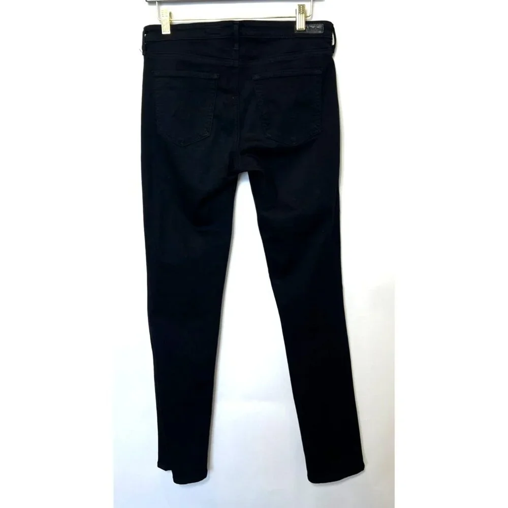 AG Prima Mid Rise Cigarette Jeans Super Black Size 28R Skinny Designer Classic